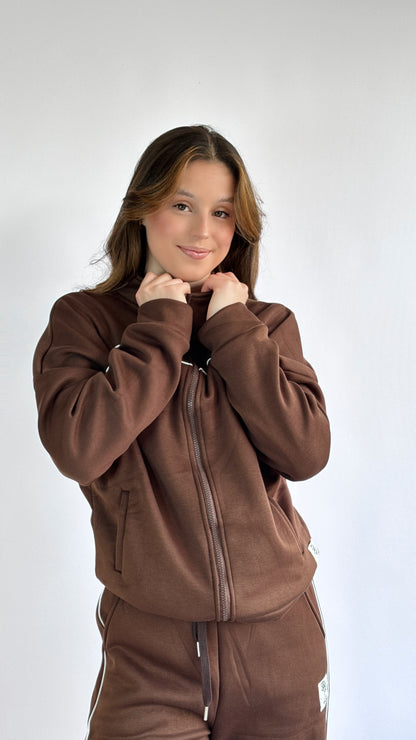 Conjunto Lounge cardado castanho