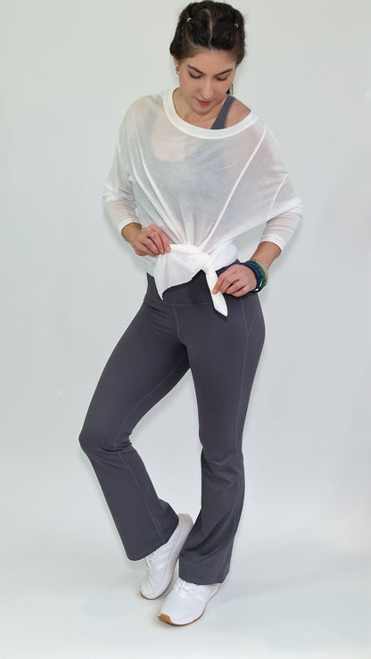 Blusa Comprida Fluida c Abertura Lateral Branca