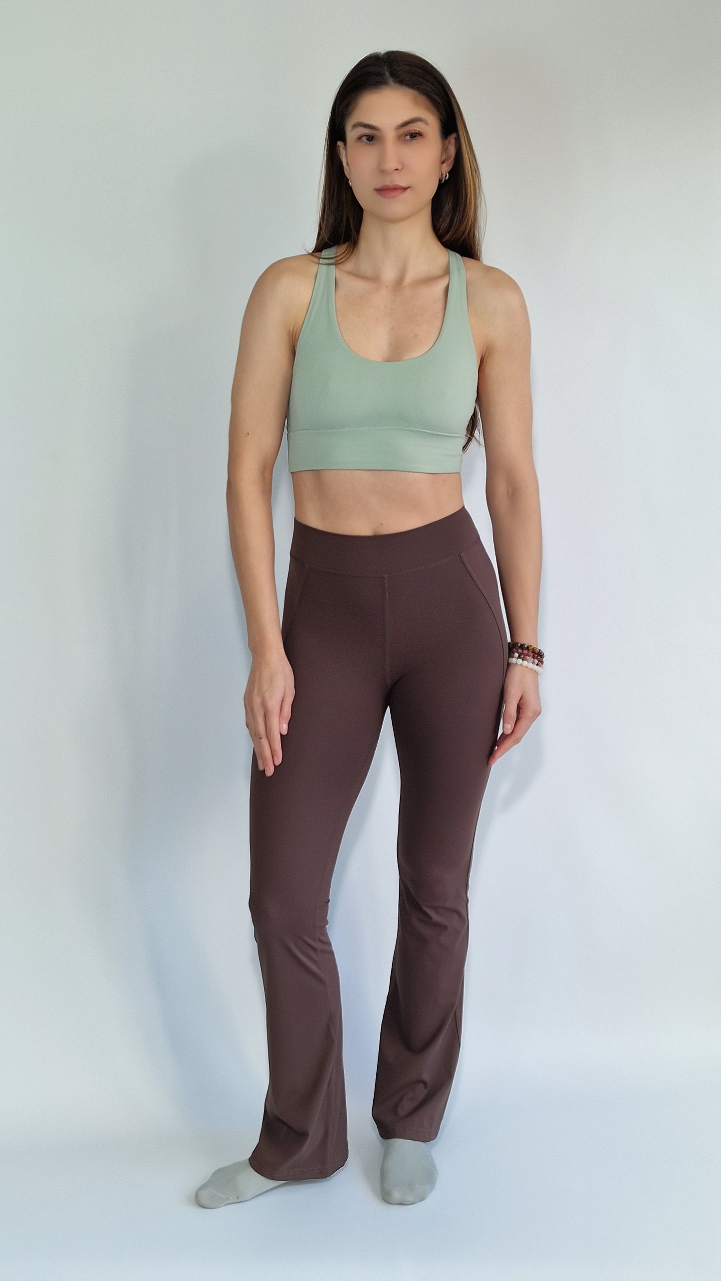 Top Alças Finas nas Costas e Decote Redondo a Frente Verde Sálvia