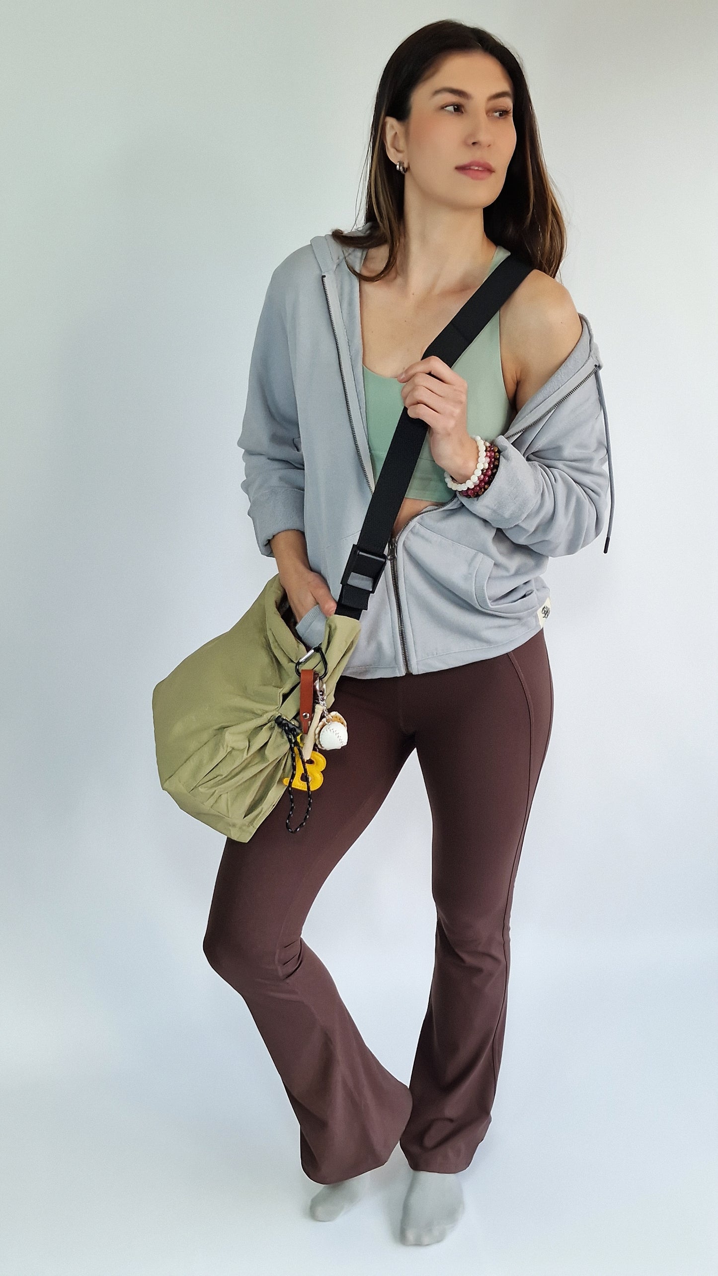 Top Alças Finas nas Costas e Decote Redondo a Frente Verde Sálvia