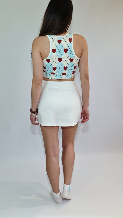 Saia-Calção com Bolso em Malha Americana Branca