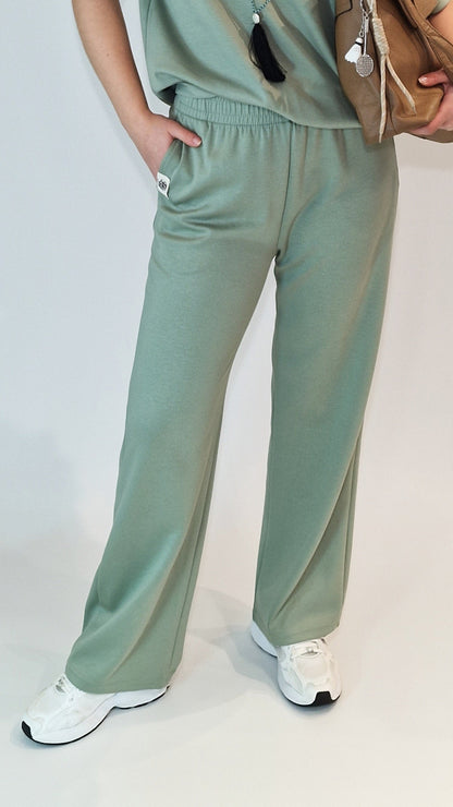 Calças de Malha Americana Verde Sálvia