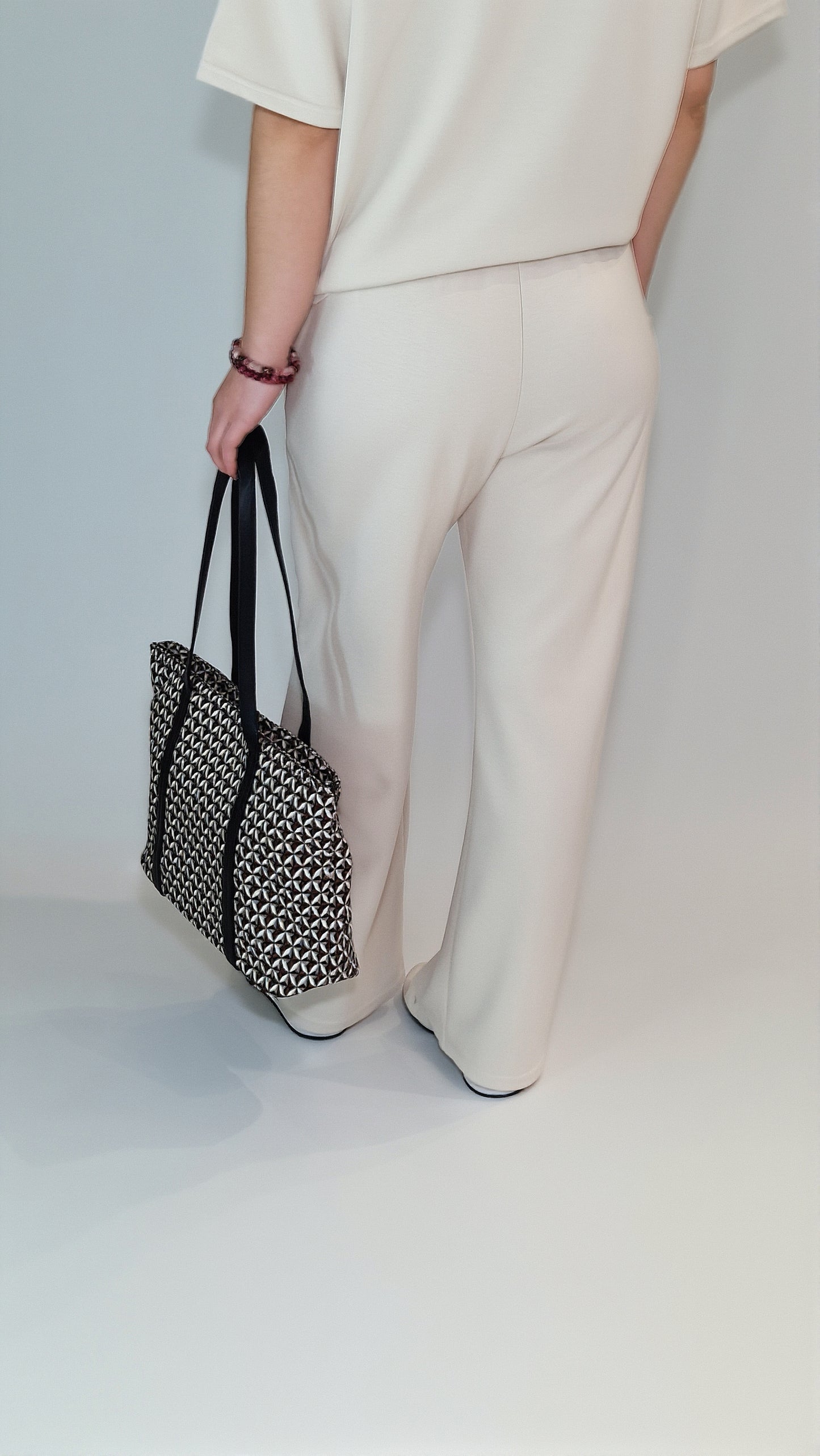 Calças de Malha Americana Marfim