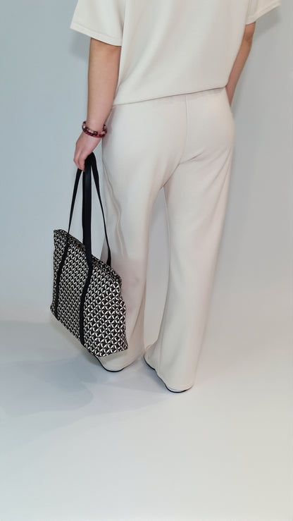 Calças de Malha Americana Marfim