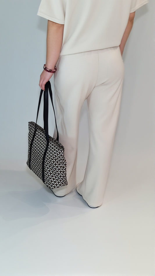 Calças de Malha Americana Marfim