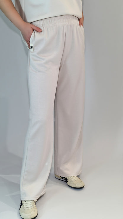 Calças de Malha Americana Marfim