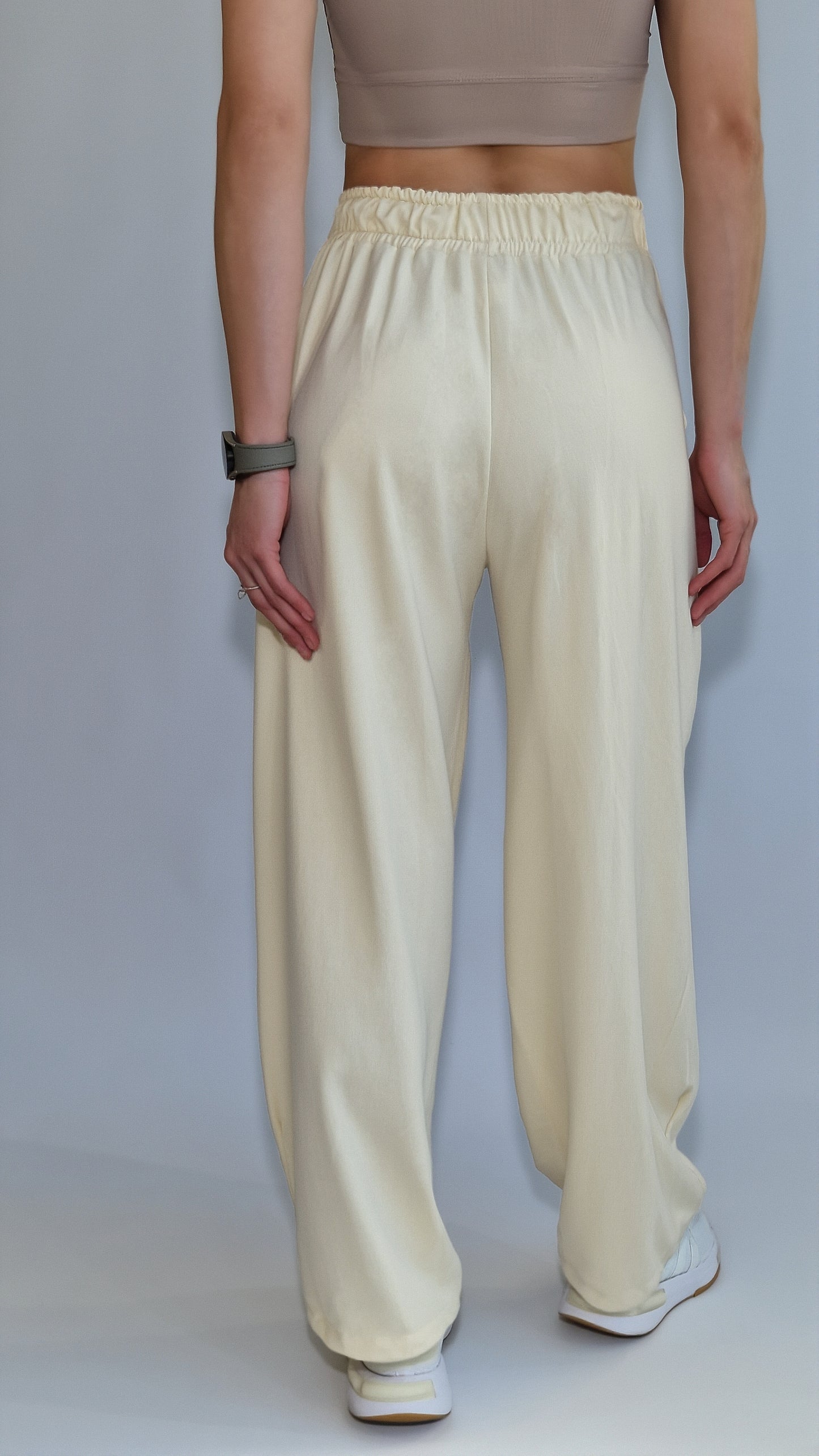 Calças Relaxed Fit Felpa Amarelo Baunilha