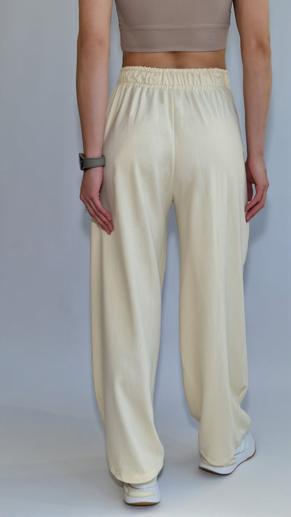 Calças Relaxed Fit Felpa Amarelo Baunilha