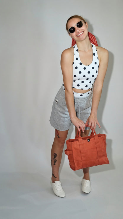 Conjunto Ciclista Branco com Bolinhas Pretas
