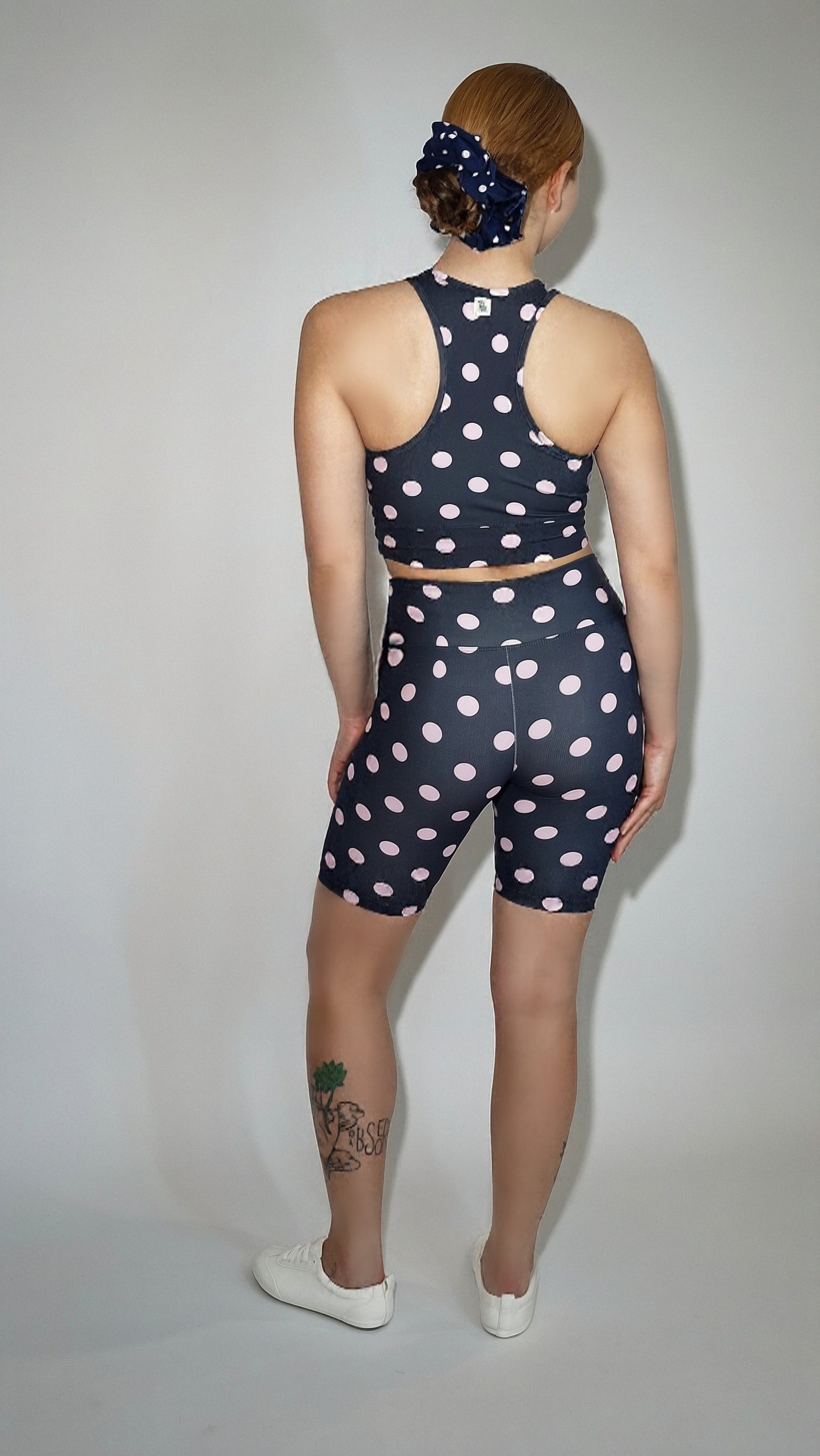 Conjunto Ciclista Preto Bolinhas Rosas
