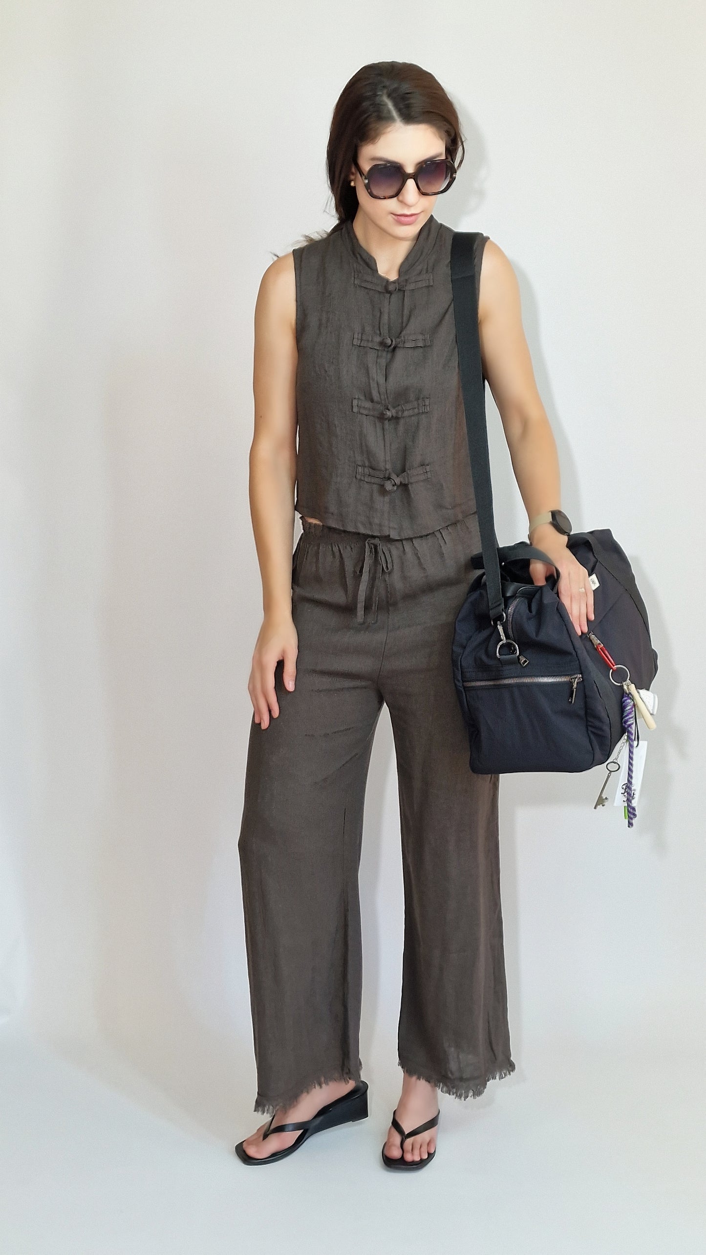 Blusa Linho Oriente Castanho Cacau