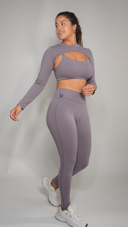 Total Look- Manguito Top e Legging Trespasse Lilás